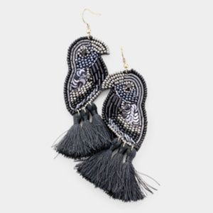 Multi Beaded Sequin Parrot Tassel Earrings